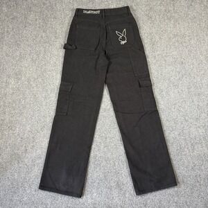 Playboy x PacSun Women's Cargo Pants Black Cotton Twill Straight Leg Size 24